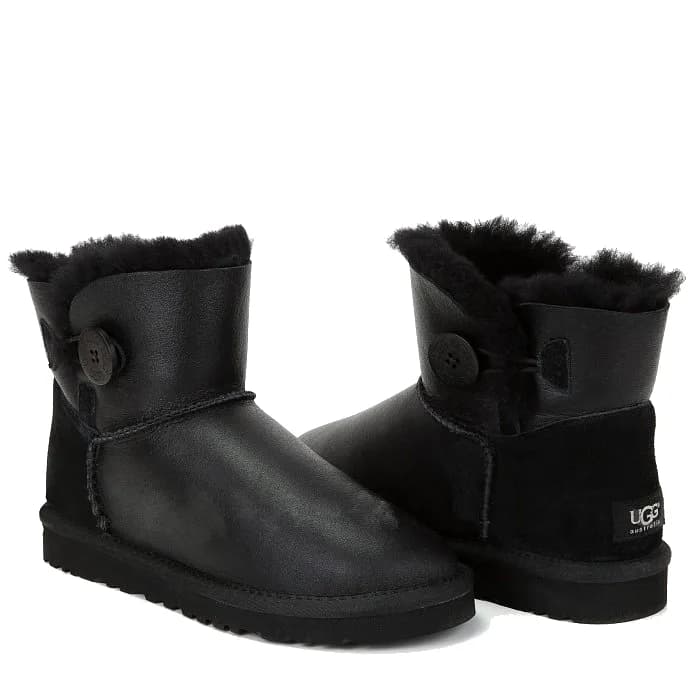 UGG WOMEN'S MINI BAILEY BUTTON — Black Metallic