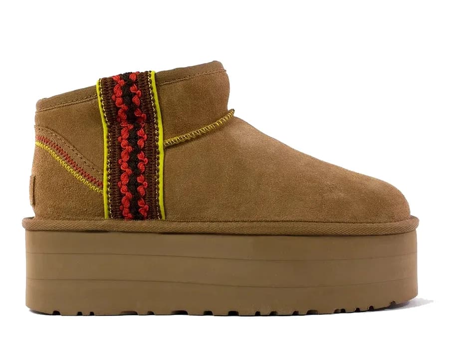 UGG WOMEN ULTRA MINI BRAID PLAT — CHESTNUT